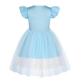 Marendyee Princess Peach Rosalina Daisy Costume Dress for Girls Christmas Gift Tulle Mesh Cosplay Dresses (Blue,6-7 Years)