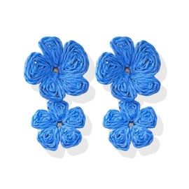 Raffia Earrings for Women Flower Drop Earrings Floral Boho Statement Dangle Spring Earring Trendy Cute Summer Jewelry for Women Trendy