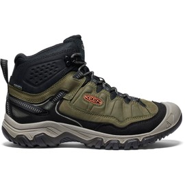 KEEN Men's Targhee 4 Mid Height Durable Comfortable Waterproof Hiking Boots, Dark Olive/Gold Flame, 12