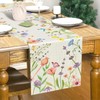 Spring Table Runner 72 Inches Long, Flower & Butterfly Table