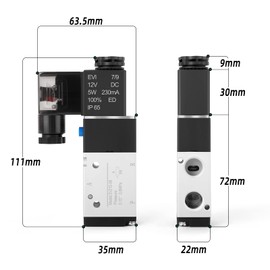 ERGAOBOY 1/4" BSP 12V Single Coil Pilot Operated Electric Solenoid Valve with 2 Positions and 3 Way Connection (3V210 08)