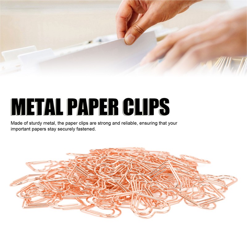 100pcs Heart Shape Paper Clips Cute Metal Paper Clips Portable