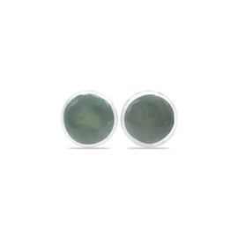 Starborn Moldavite 6mm Cabochon Post Earrings in Sterling Silver