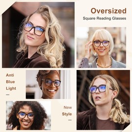 EASY READ 3 Pairs Reading Glasses for Women, Squre Computer Blue Light Blocking Anti UV Readers with Spring Hinge (Black/Tortoise/Grey, 2.00, multiplier_x)