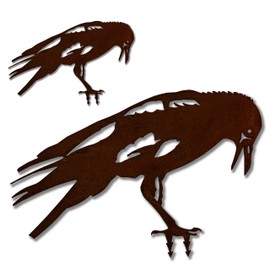 ARTTEC Raven Bird (Decoration) (Set of 2) - High-Quality Metal Garden Decoration - Rust Decoration for Garden, Balcony and Patio - Metal Decoration for Standing - Made in Germany