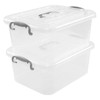 Zopnny 2-Pack Plastic Storage Latch Box, Clear Containers with Lids,