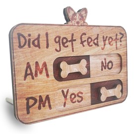 Dog Feeding Tracker-AM PM 2-Meal Wooden Fridge Magnets - Dog Feeding Reminder(3.5'' x 5.4'') with Stand - Did I Get Fed Yet-Pet Accessories to Track & Prevent Overfeeding or Underfeeding of Pets-A04
