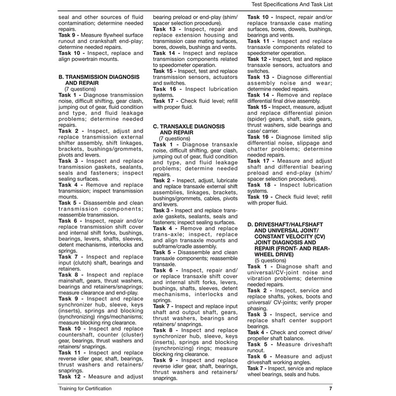 ASE Certification Test Prep - A3 Manual Drive Train &