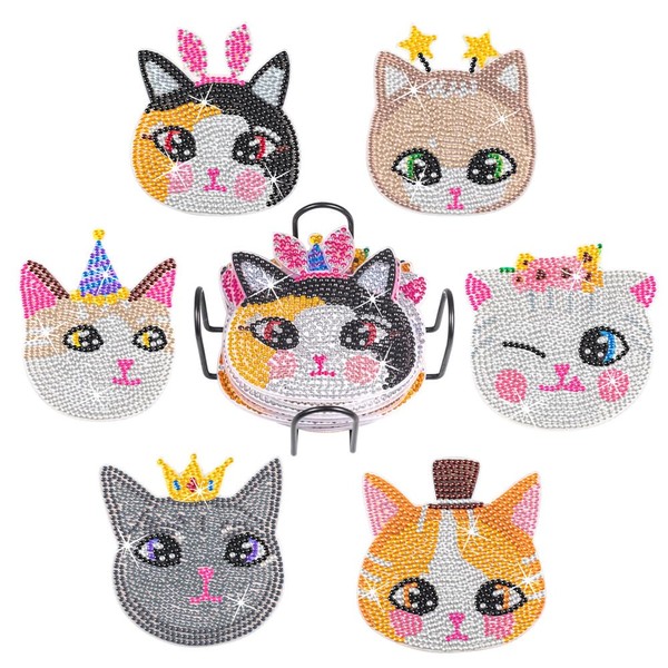 Praise V Do 6Pcs Diamond Painting Coasters Kit with Holder
