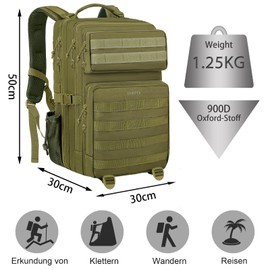 YOREPEK Large Military Backpack Men's 45L Outdoor Army Waterproof Tactical Backpack Molle Assault Survival Tactical Travel Backpack for Camping Trekking Hiking Travel Work, Dark camo, 114500DCM 40L