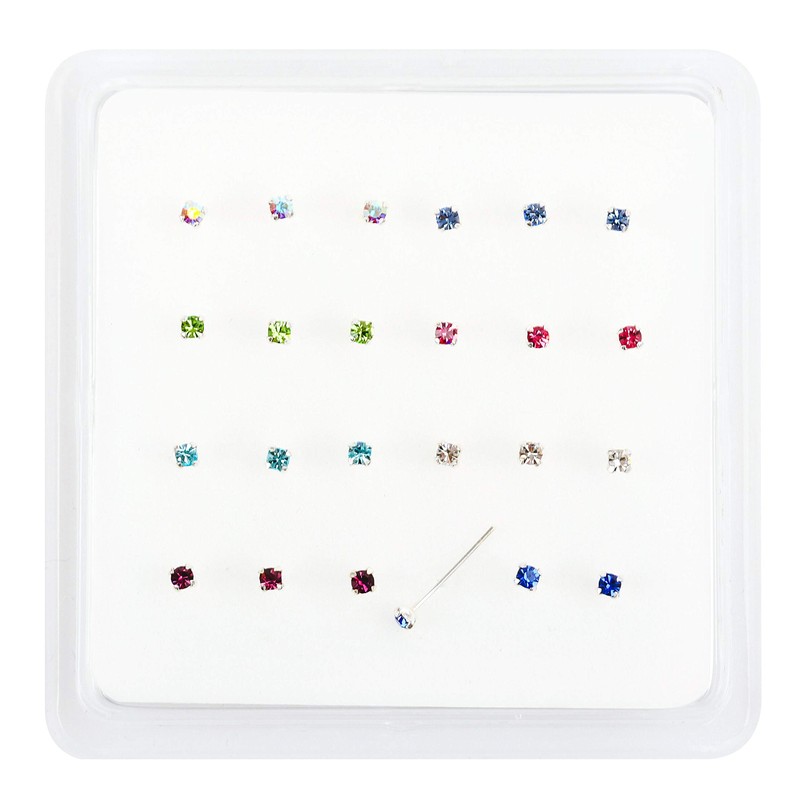 Pack of 24/8 Colour 925 Sterling Silver Claw Set Nose