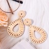 Boho Raffia Earrings Statement Teardrop Earrings Drop Dangle Bohemian Earrings(Nature)