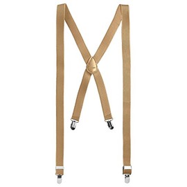 BomGuard Men's X Shape Braces with 4 Clips in 2.5 cm and 3.5 cm, Adjustable and Elastic, beige