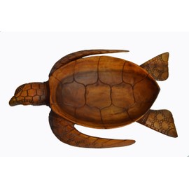 Large Size Hand Carved Mahogany Wood Nautical Turtle Bowl