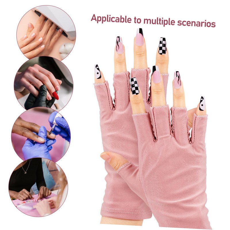 Healvian 3sets Manicure Nail Gloves Fingerless Hand Gloves for Gel