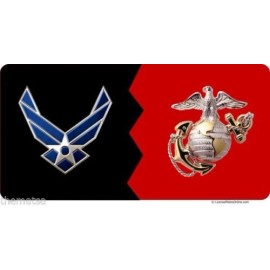 AIR FORCE AND MARINE CORPS A HOUSE DIVIDED MILTARY USA MADE LICENSE PLATE