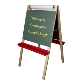 Flipside Products Double-Sided Adjustable Paper Roll Standing Easel, Dry Erase/Green Chalkboard, Whiteboard Easel, Drawing, Classroom, Home