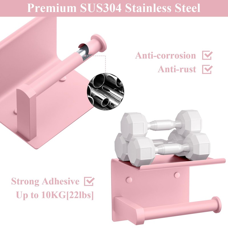 Tindbea Toilet Paper Holder with Phone Shelf, Adhesive or Screw