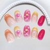 3D Flowers Press on Nails Short Almond Fake Nail with