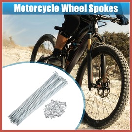 ACROPIX 36pcs 14G J Bend Bicycle Galvanized Spokes 185mm 7.28" Cycle Spokes with Brass Nipples Steel Spokes for Mountain Bike MTB Car Parts