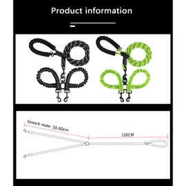 Double Dog Leash, Heavy Duty Rope Dog Leash, 360° Swivel No Tangle Split Lead, Adjustable Length Dual Two Dog Lead Splitter for Small, Medium, Large Breeds (Green)