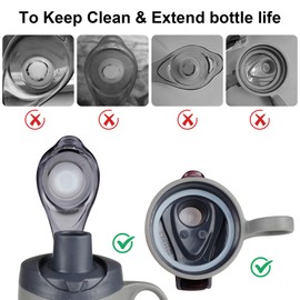 Leak Stopper and Replacement Gaskets Compatible with Pogo Plastic Water Bottle 18oz, Pogo Water Bottle Lid Replacement