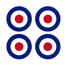 Set of 4 Remote Control (RC8) Red Blue White RAF Roundels 4" RC Airplane Sticker Decal