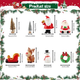 Pack of 27 Christmas Miniature Ornaments Mini Christmas Small Figures, Christmas Miniature Ornament Kits, Mini Christmas Decoration, Resin Garden Micro Landscape Christmas Decoration Mini Christmas