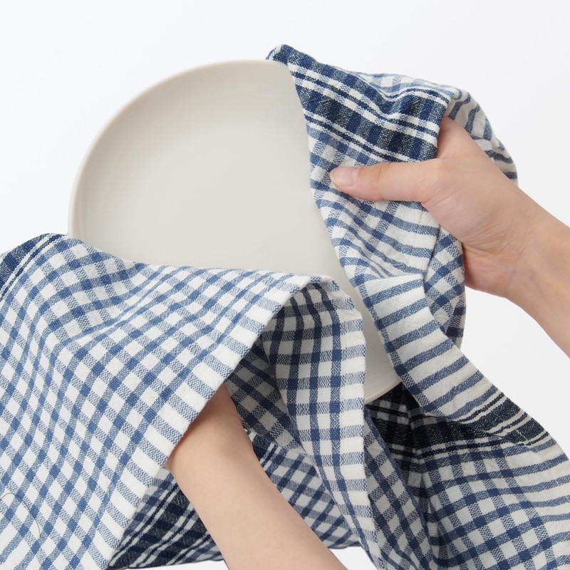 MUJI MC0ZQA3A Indian Cotton Multi Cross/Random Check Off White x