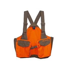 Girls With Guns Highland Upland Hunting Vest for Women (Blaze Orange/Brown) Features Back Game Storage Pouch, Adjustable Length Straps and 2 Front Flap Pockets, L/XL