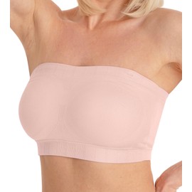 Conturve Women's Underwire Seamless, BreathConvertible Strapless Bras for Women - Bandeau Bra, Strapless Topable Convertible Strapless Bandeau Bra Blush Pink