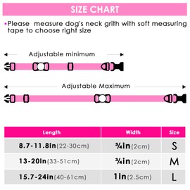 ThinkPet Airtag Holder Nylon Dog Collar with Smart ID QR Code Tag: Prevents Dogs from Getting Lost at Night, Displays Owner and Pet Details. Waterproof, Durable, Adjustable, Thick-Rose-L