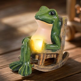 DHFUCNKO Frog Garden Ornaments Outdoor - Waterproof Frog Outdoor Statue, Frog Solar Garden Ornaments Garden Animals Ornaments for Courtyard Lawn Decoration Garden Balcony Terrace