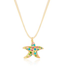 Glorig Gold Necklace For Women With Colorful Starfish Pendant Necklace Soft Strings Chain Necklace Fashion Beach Necklace Starfish Pendant Necklace Summer Jewelry Gift
