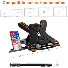 RabbitStorm Soporte para Computadora Portátil , Base giratoria de 360 ​​° Diseño Ergonómico Ajustable a Nivel del Ojo, Soporte Plegable para Computadora Portátil de Escritorio con Soporte para Teléfono para Computadora Portátil Dentro de 17 "