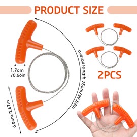 Pack of 2 Stainless Steel Wire Saw 75 cm Pocket Saw Hand Drawn Wire Saw Made of Stainless Steel Non-Slip Pocket Saw Wear-Resistant Steel Wire Saw for Outdoor Camping Garden Saws Plastic Wood Cutting