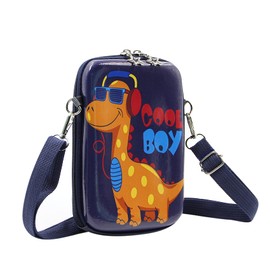 Suillty - Bolso bandolera pequeño con diseño de dinosaurio, impermeable, para teléfono celular, para niños y niñas, Azul marino, Una talla, Bandolera
