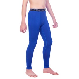 LEAO Youth Boys Compression Leggings Fleece Quick Dry Sports Tights Soccer Baseball Basketball Baselayer Pants Royal XL