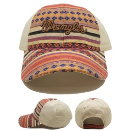 Wrangler New Women Ladies Tapestry Native Rope Logo Pink Cream Era Hat Cap
