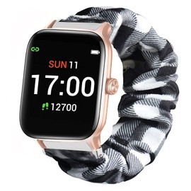 Compatible for Letsfit EW1 Band, Giaogor Fabric Elastic Scrunchie Elastic Women Cute Replacement Straps Compatible for Letsfit EW1 Smartwatch (Grid)