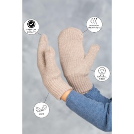 KNITAS Double Layer Knitted Wool Gloves for Baby Toddler I Winter Warm Knitted Gloves for Boys and Girls, beige