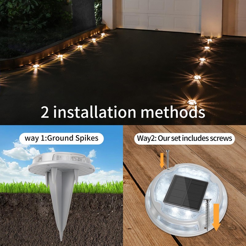 VOLISUN Solar Driveway Deck Lights Dock Marine Lights,16 Pack Solar