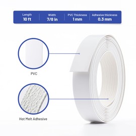 FAKILO PVC Edge Banding 7/8 inch x 10 ft Veneer Edge Banding White with Hot Melt Adhesive Pre - glued Iron on Edging Tape Trim for Cabinet Plywood Repairs and Furniture Restoration