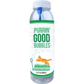 Generic Purrin’ Good Bubbles, Cat Toy, 9.5 fl oz Natural Plant-Based Catnip Infused Bubble Solution, Green