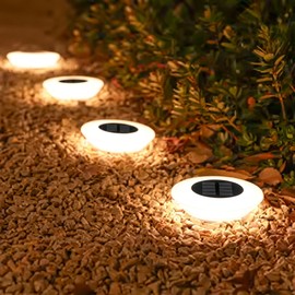 4 Pack Solar Ground Lights for Outdoor Pathways – 14 LED IP65 Waterproof Lights for Garden, Yard, Deck & Lawn