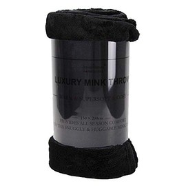 DANIEL JAMES Housewares Soft Mink Throw Over Bed Faux Cuddle Luxury Fur Fleece Bedding Sofa Warm Blanket (Black, Double)