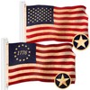 G128 Combo Pack: American USA Tea-Stained Flag 6x10 Ft &