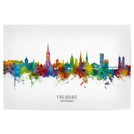 artboxONE Poster 30 x 20 cm Cities of Freiburg Germany Skyline txt - Picture Freiburg City Cityscape