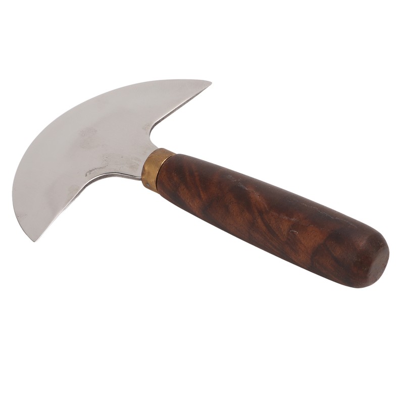 Leather Round Head Knife Walnut Wooden Handle Large Double Sided
