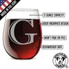 Monogram Etched 17oz Stemless Wine Glass (Letter G)